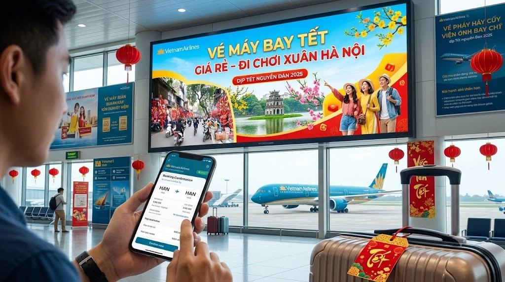Vé máy bay Tết giá rẻ đi chơi Xuân Hà Nội, trọn vẹn không khí đầu 