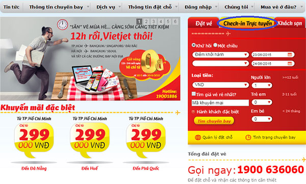 check in online Vietjet Air