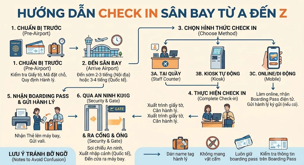 Hướng Dẫn Chi Tiết Thủ Tục Check In Tại Sân Bay Từ A Đến Z Tránh Bỡ Ngỡ