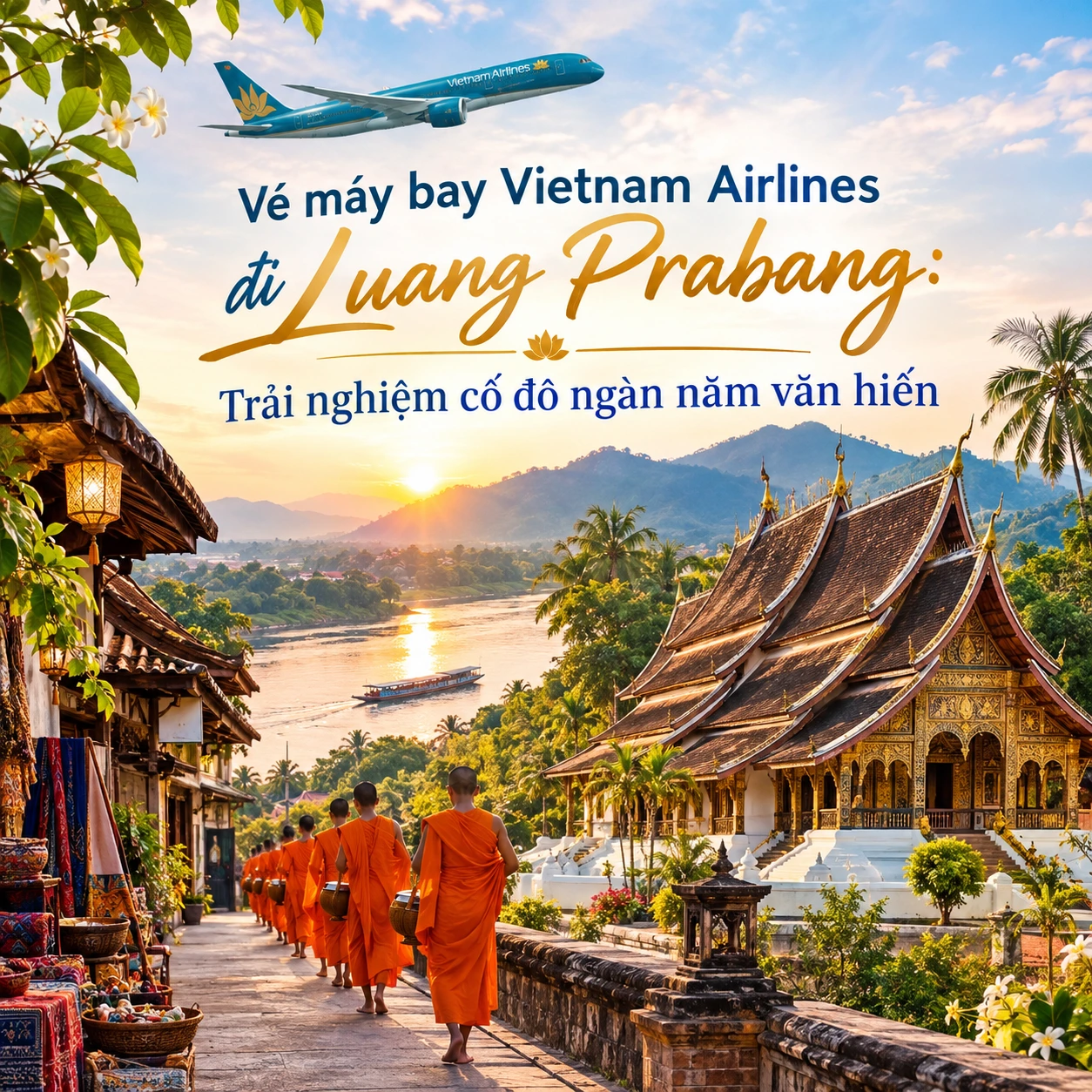 Vé máy bay Vietnam Airlines đi Luang Prabang: Trải nghiệm cố đô ngàn năm văn hiến