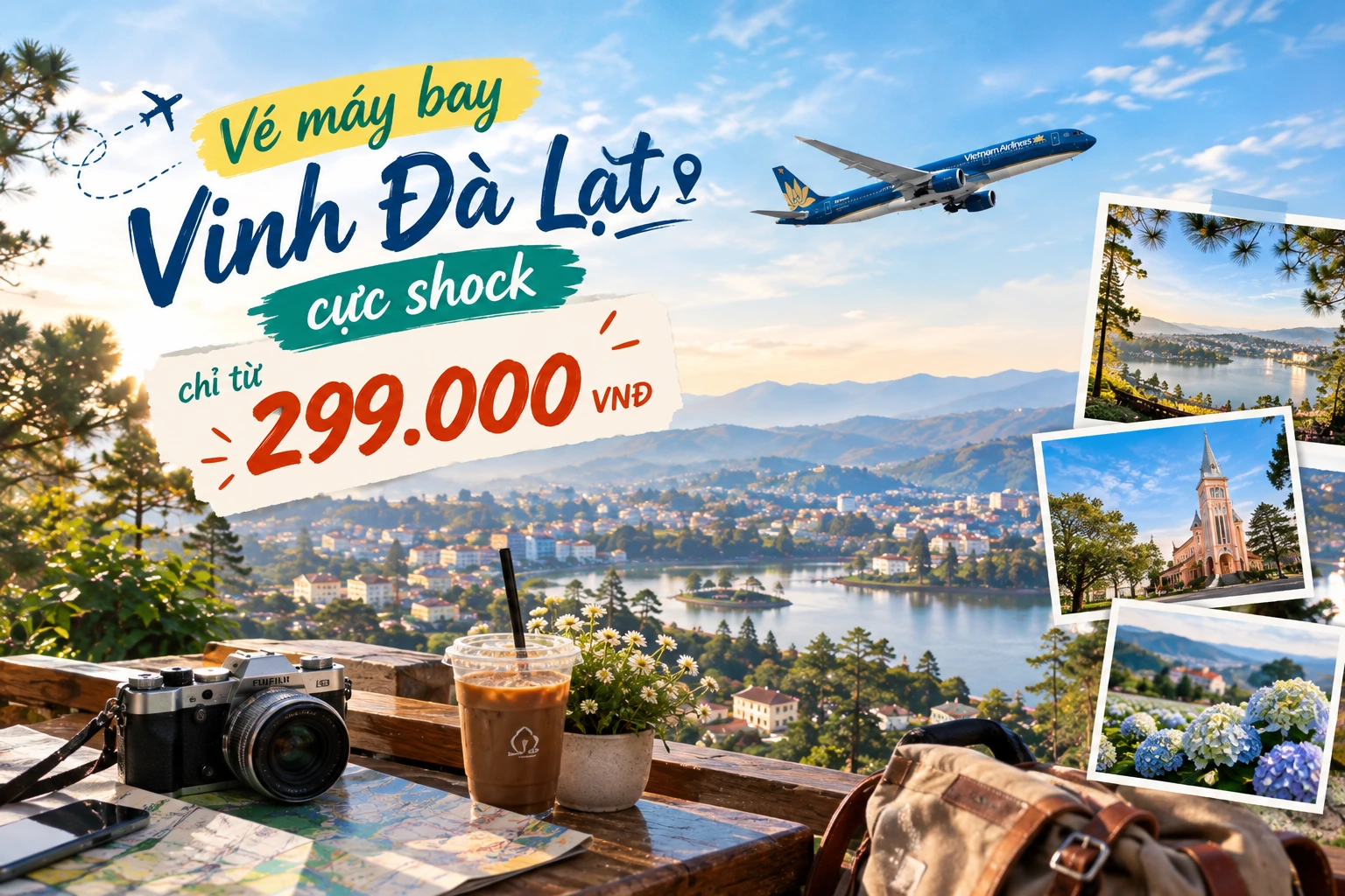Vé máy bay Vinh Đà Lạt cực shock chỉ từ 299.000 VNĐ
