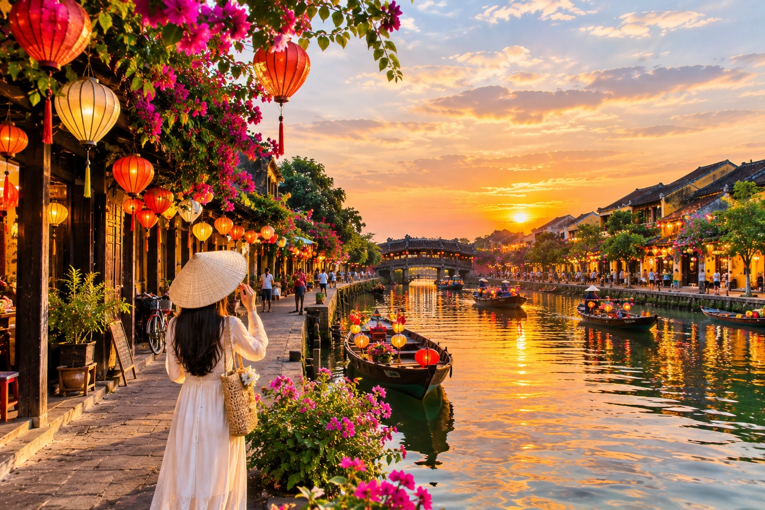 Hội An tháng 2 đẹp dịu dàng với phố vàng cổ kính, đèn lồng rực rỡ và dòng sông Hoài đầy chất thơ.