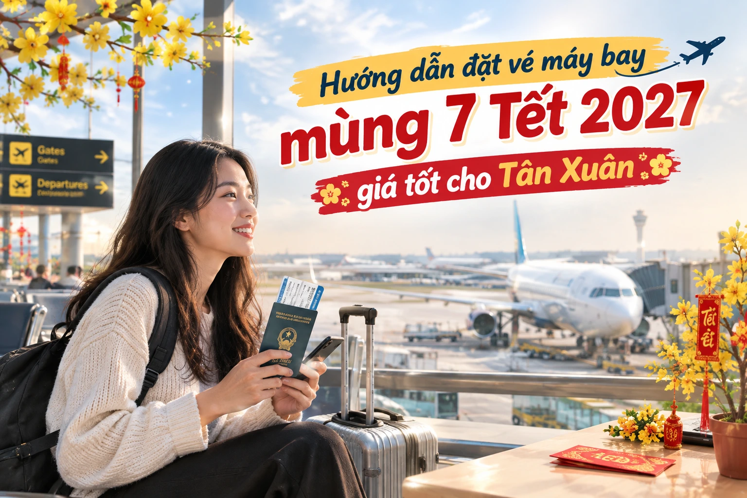 Hướng dẫn đặt vé máy bay mùng 7 Tết 2027 giá tốt cho Tân Xuân