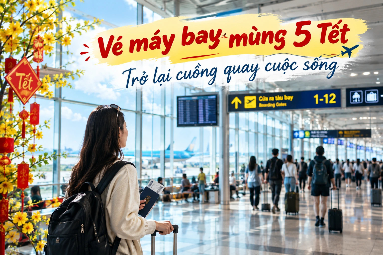Vé máy bay mùng 5 Tết, trở lại cuồng quay cuộc sống