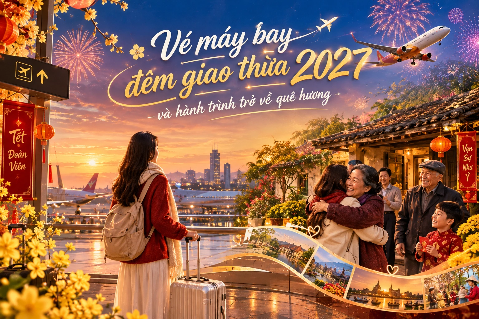 Vé máy bay đêm giao thừa 2027 và hành trình trở về quê hương